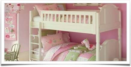 تختخواب دوطبقه صورتی برای اتاق کودکان