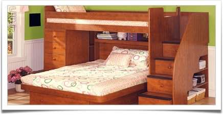 اتاق کودکان خلاقانه با تختخواب چوبی دو طبقه