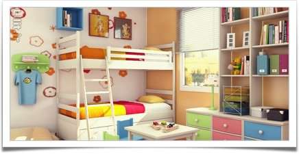 اتاق کودک دلنشین با رنگ‌های انرژی زا و تختخواب دو طبقه