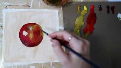 آموزش نقاشی سیب واقع گرایانه با تکنیک رنگ روغن