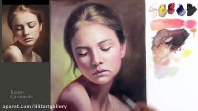 نقاشی رنگ روغن چهره یک دختر بصورت قدم به قدم
