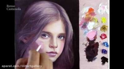 نقاشی رنگ روغن چهره یک دختر از صفر تا صد