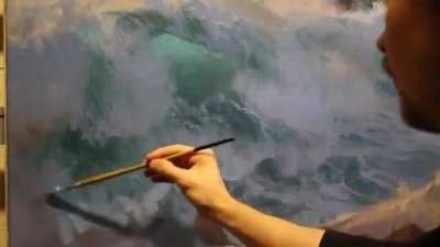 آموزش نقاشی منظره دریایی با تکنیک رنگ روغن