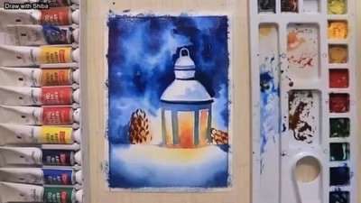 آموزش نقاشی چراغ زمستانی