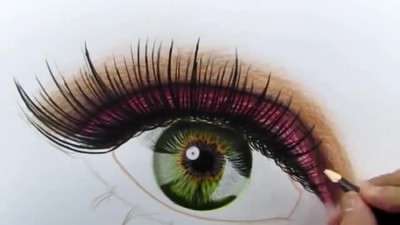 آموزش نقاشی چشم واقعی با مدادرنگی