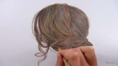 آموزش نقاشی موهای قهوه‌ای زنانه با مدادرنگی