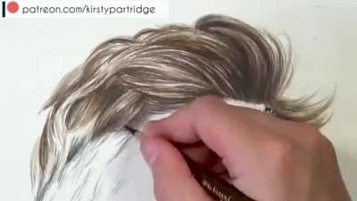 آموزش نقاشی موهای مردانه با مدادرنگی