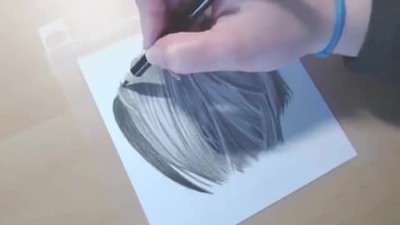 آموزش نقاشی موهای سیاه مشکی با مدادرنگی