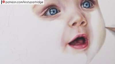 آموزش نقاشی صورت بچه نوزاد با مدادرنگی