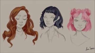 آموزش نقاشی موهای دخترانه با تکنیک دیجیتال