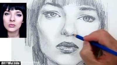 آموزش طراحی چهره یک زن با مداد