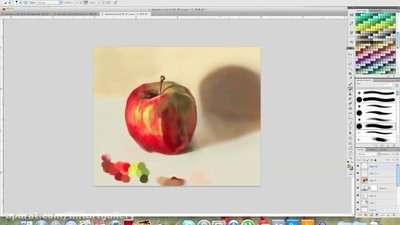 نقاشی دیجیتالی کشیدن یک سیب سه بعدی واقع‌گرایانه